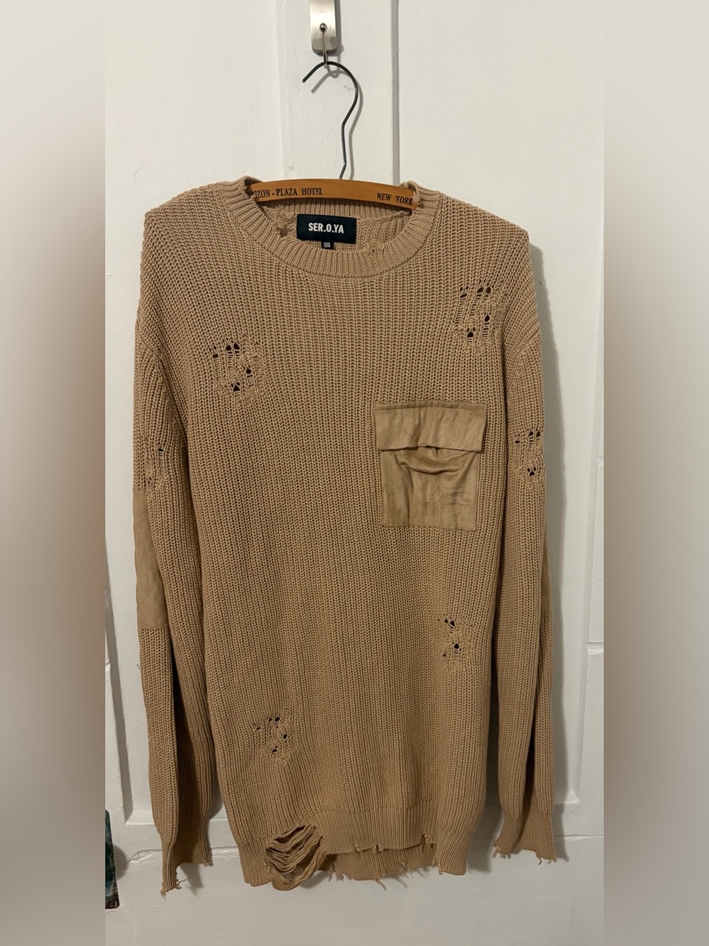 SER.O.YA Devin Sweater, an oversized, intentionally distressed cotton knit.